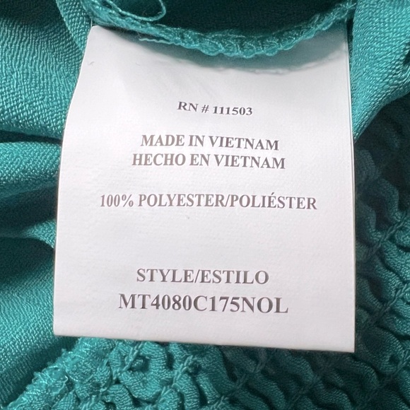 OLM flutter sleeve faux wrap blouse in teal. Size L - Picture 7 of 8